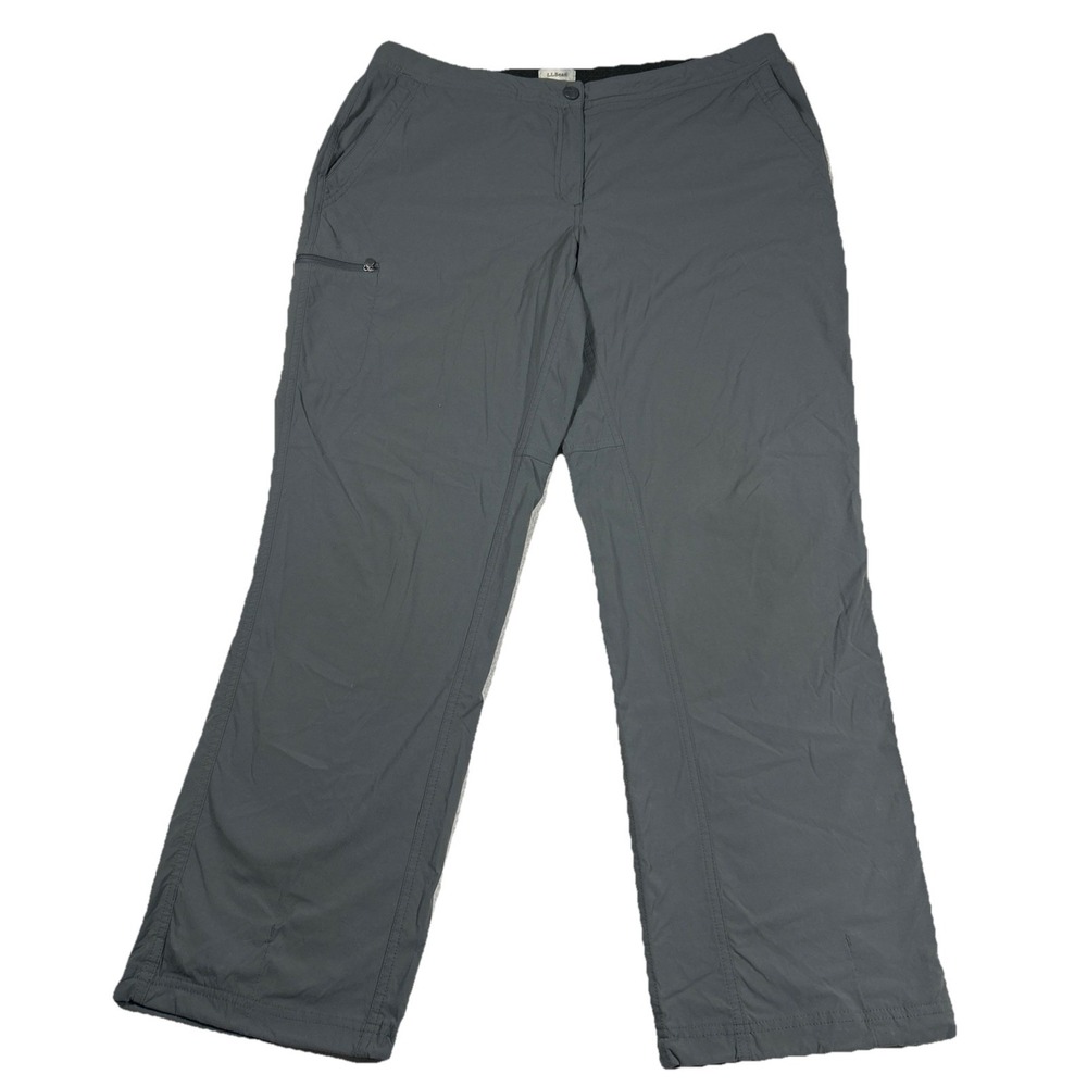 LLBean Pants Womens 16 Gray Straight Stretch Hiking Outdoor Cargo‎ Nylon